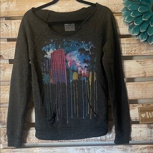 Curbside Size Medium"The City Multicolor on Heather Black Triblend Womens Dolman